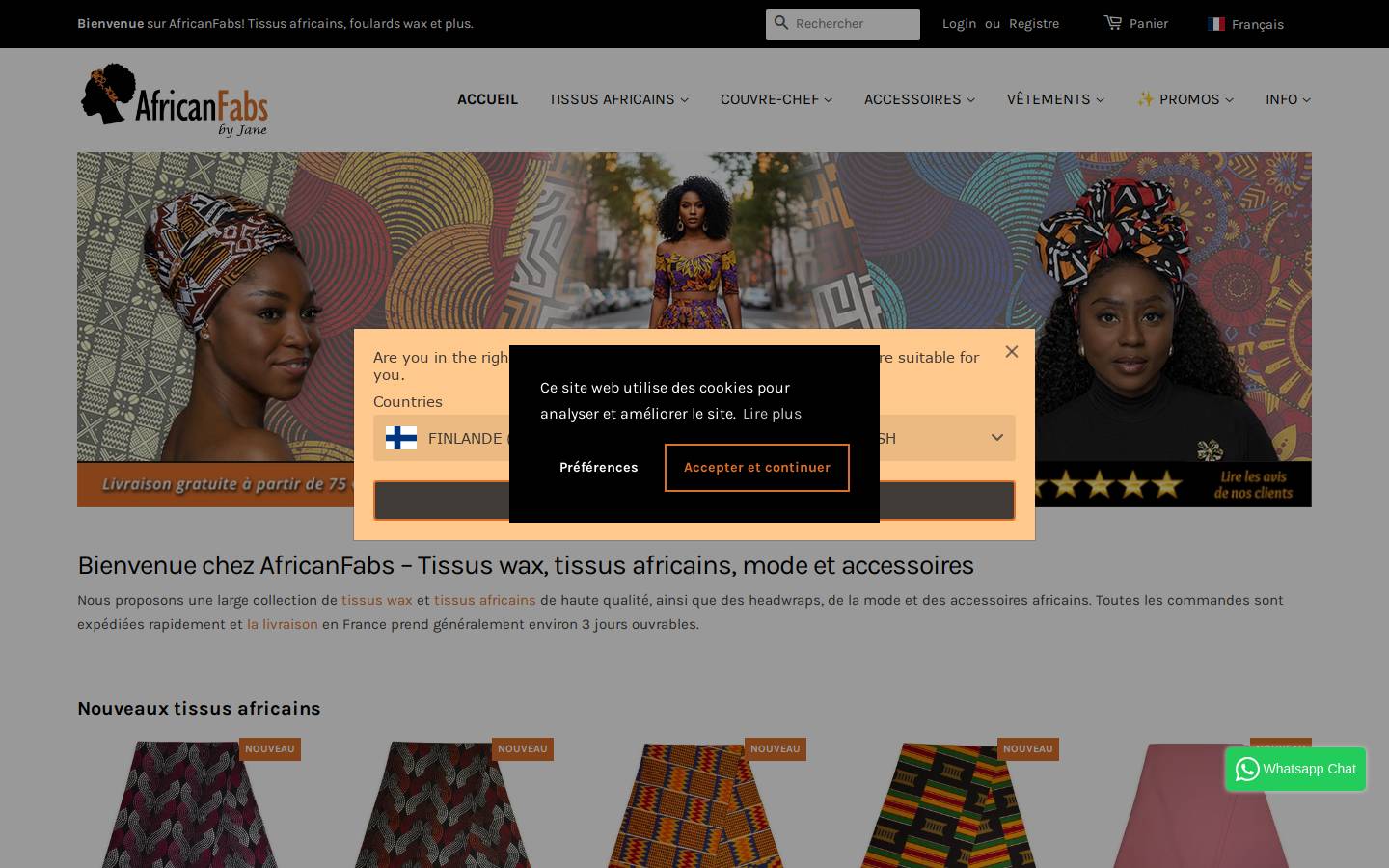 Africanfabs homepage screenshot