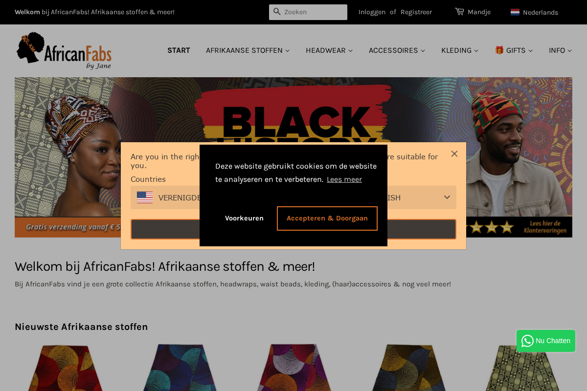 AfricanFabs homepage screenshot
