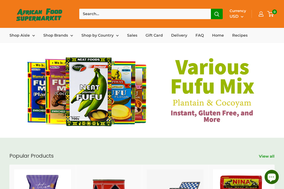 African Food Supermarket homepage screenshot