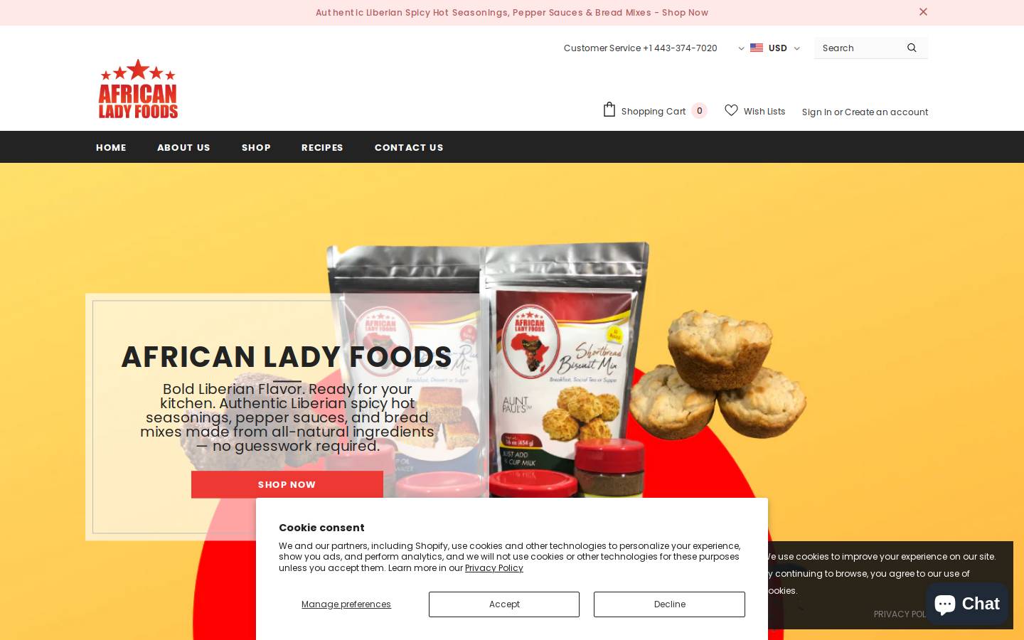 africanladyfoods.com homepage screenshot