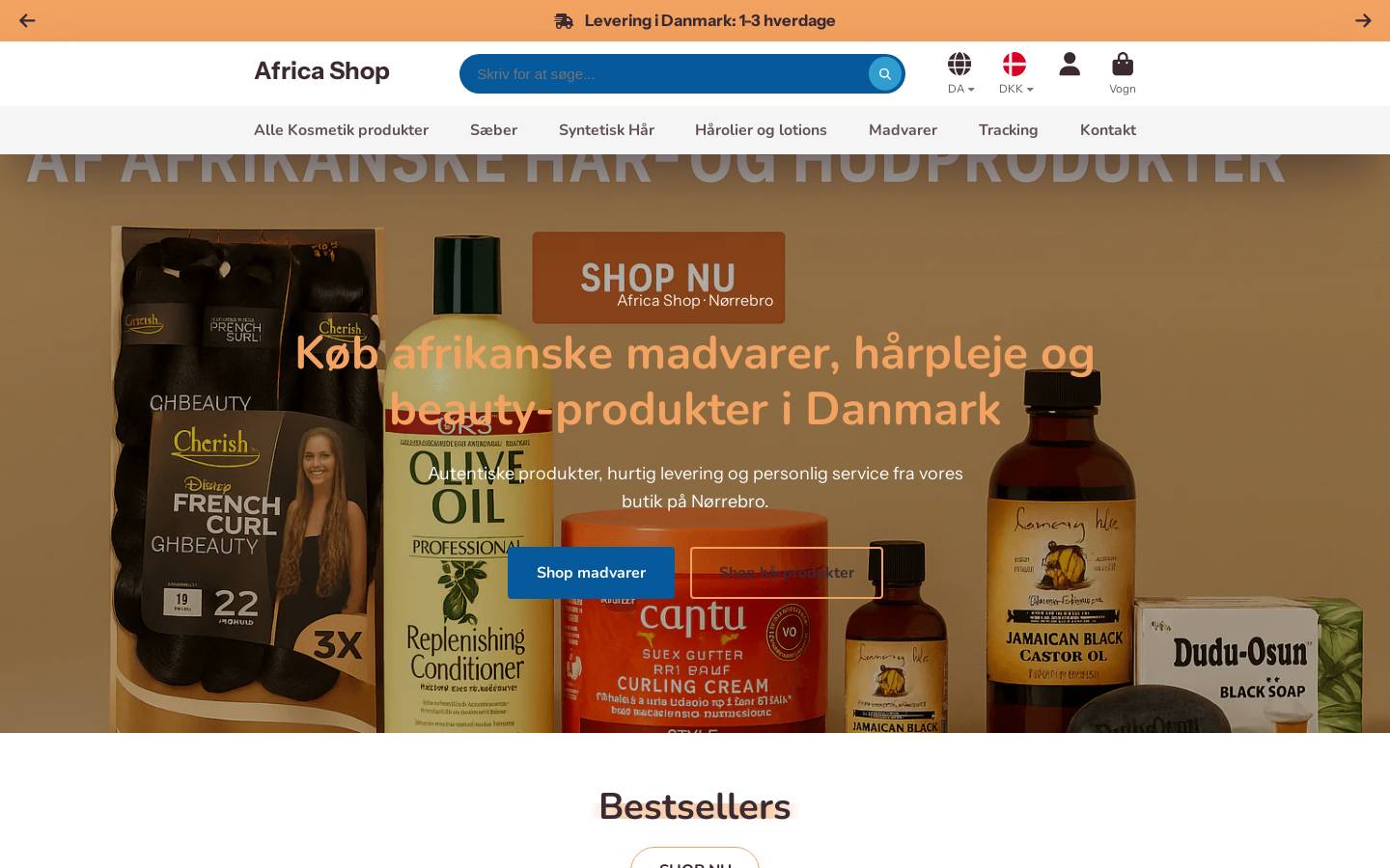 Africa Shop Nørrebro homepage screenshot