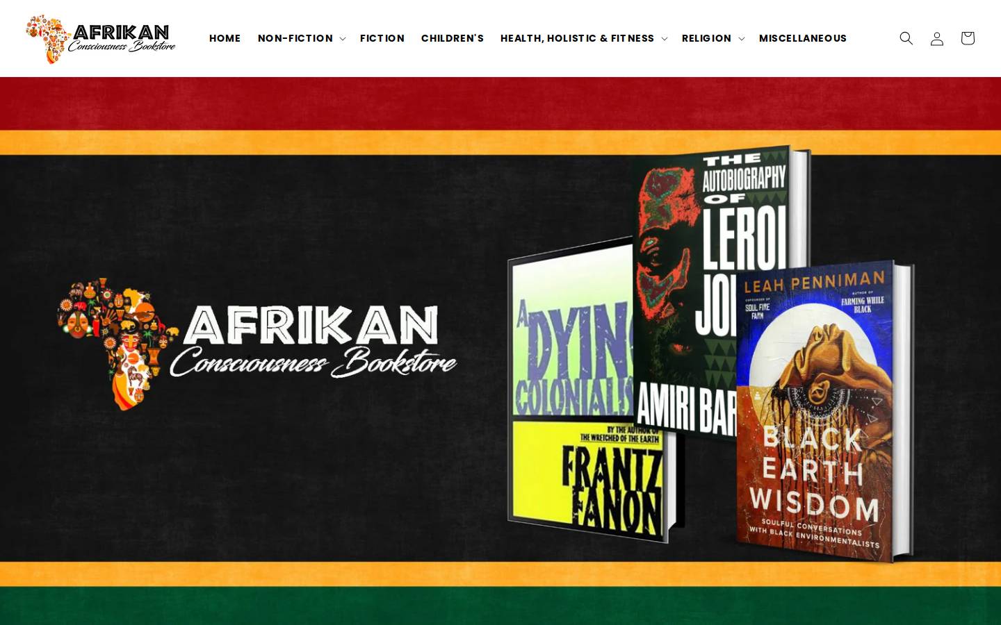 afrikanconsciousnessbookstore.net homepage screenshot