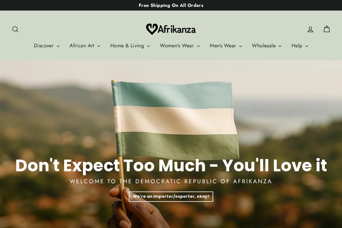 Afrikanza homepage screenshot