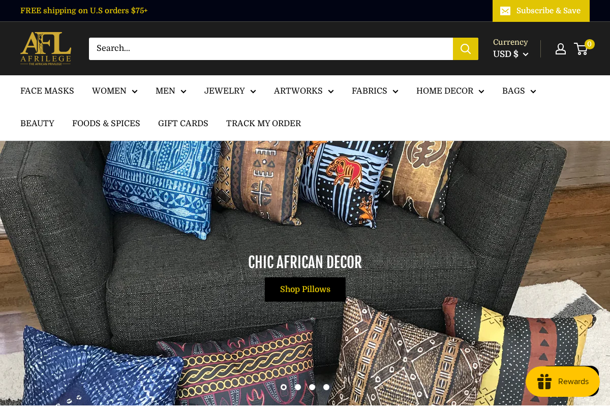 Afrilege homepage screenshot