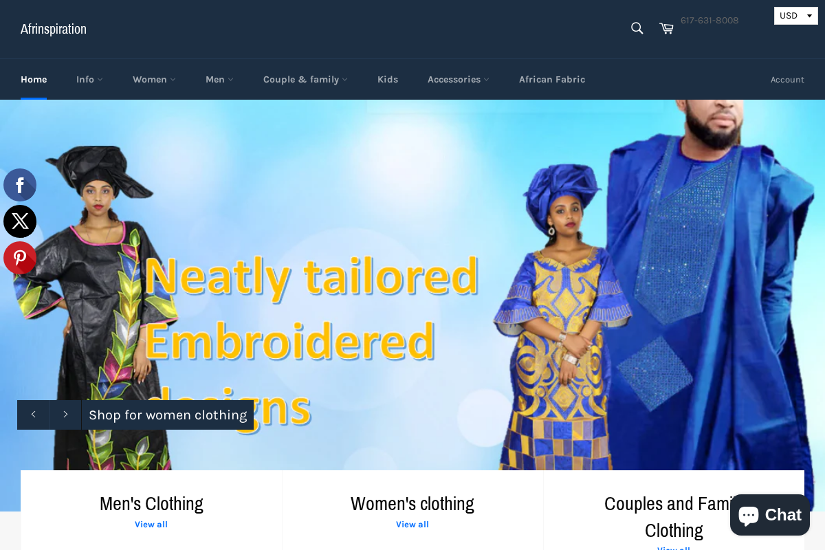 Afrinspiration homepage screenshot