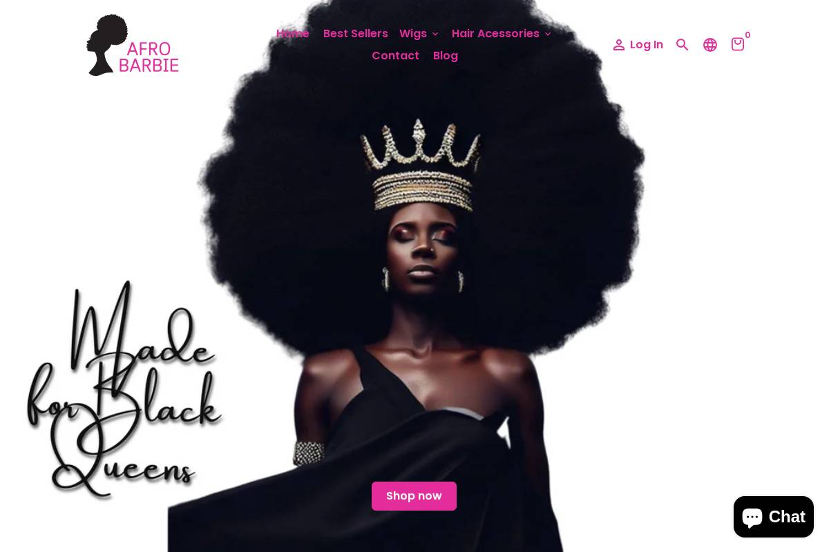 afrobarbieshop.com homepage screenshot