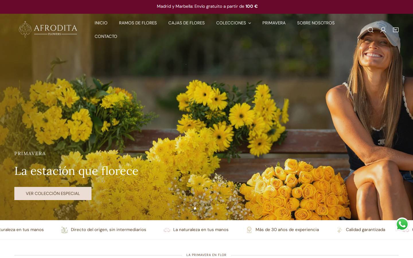 afroditaflowers.com homepage screenshot