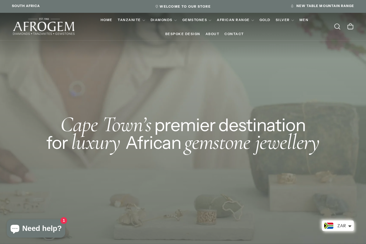 Afrogem Jewellers homepage screenshot