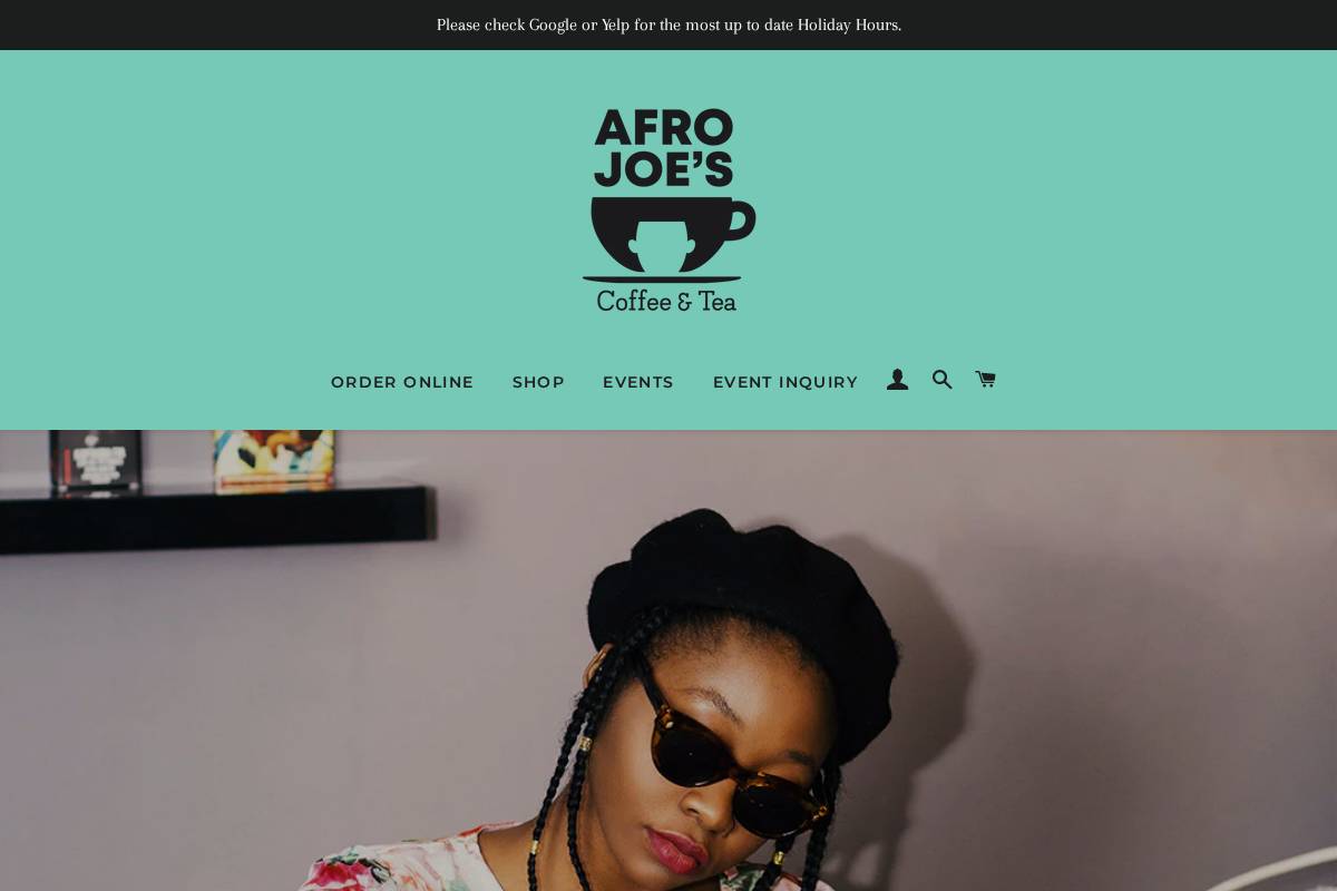 afrojoes.com homepage screenshot