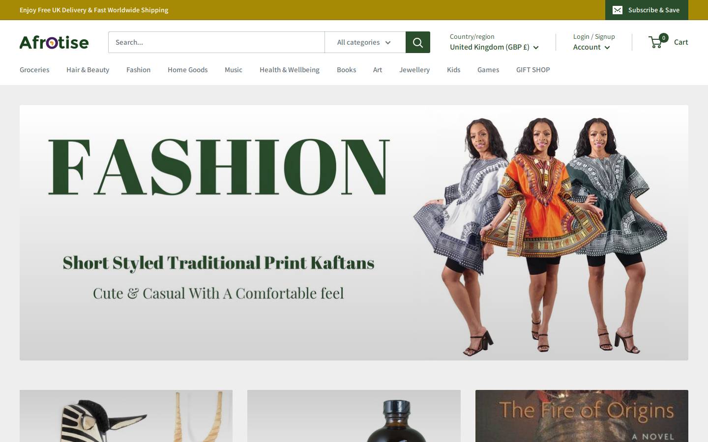 afrotise.com homepage screenshot