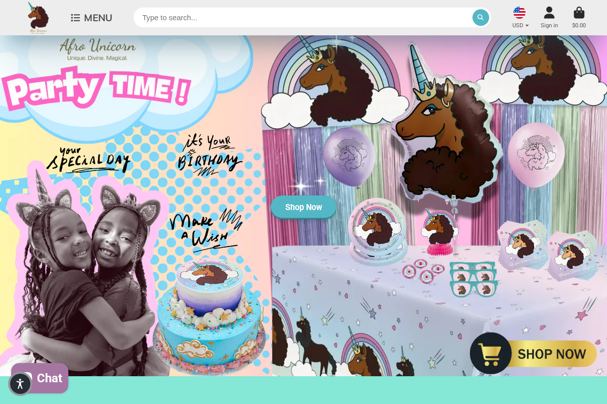 afrounicorns homepage screenshot