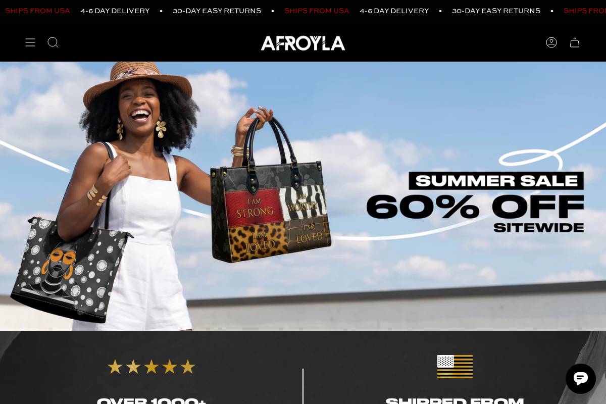 Afroyla homepage screenshot