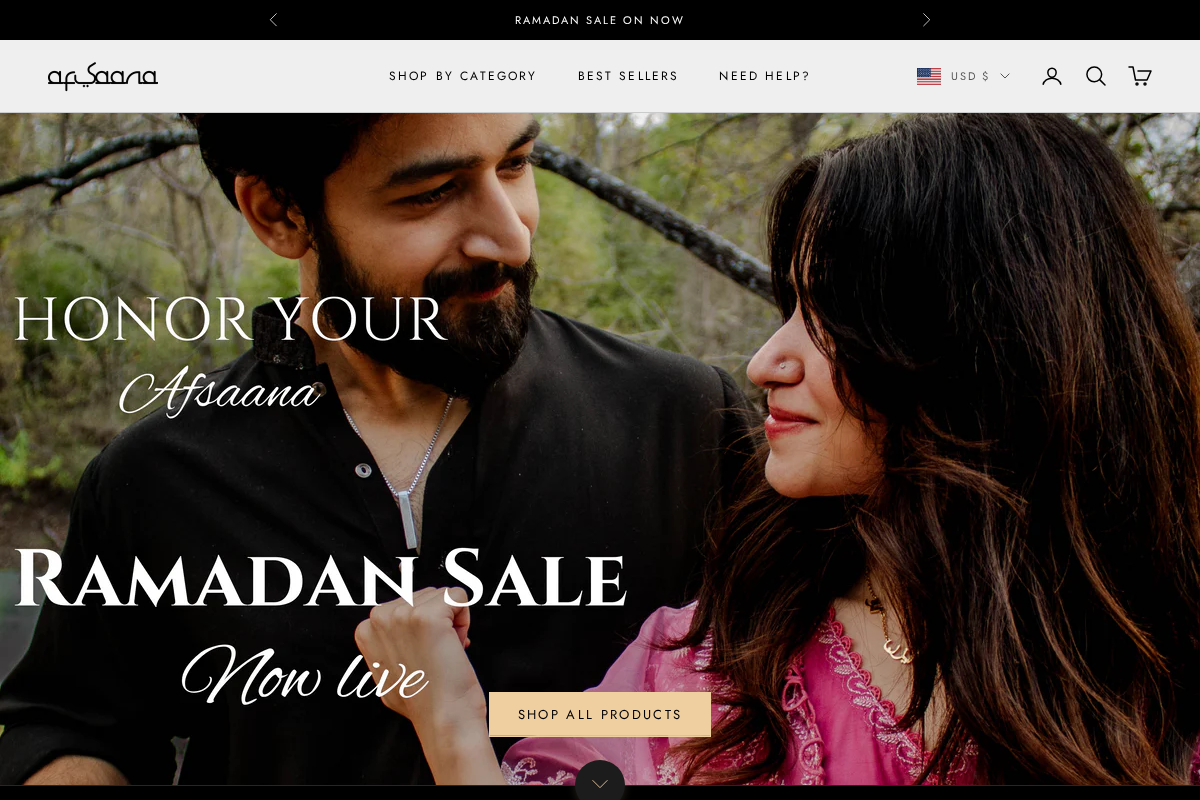 Afsaana homepage screenshot