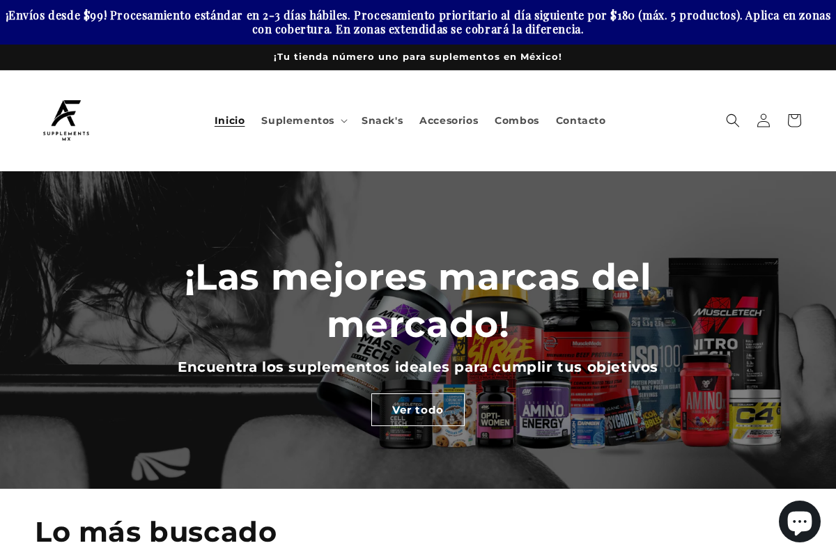 AF Supplements MX homepage screenshot