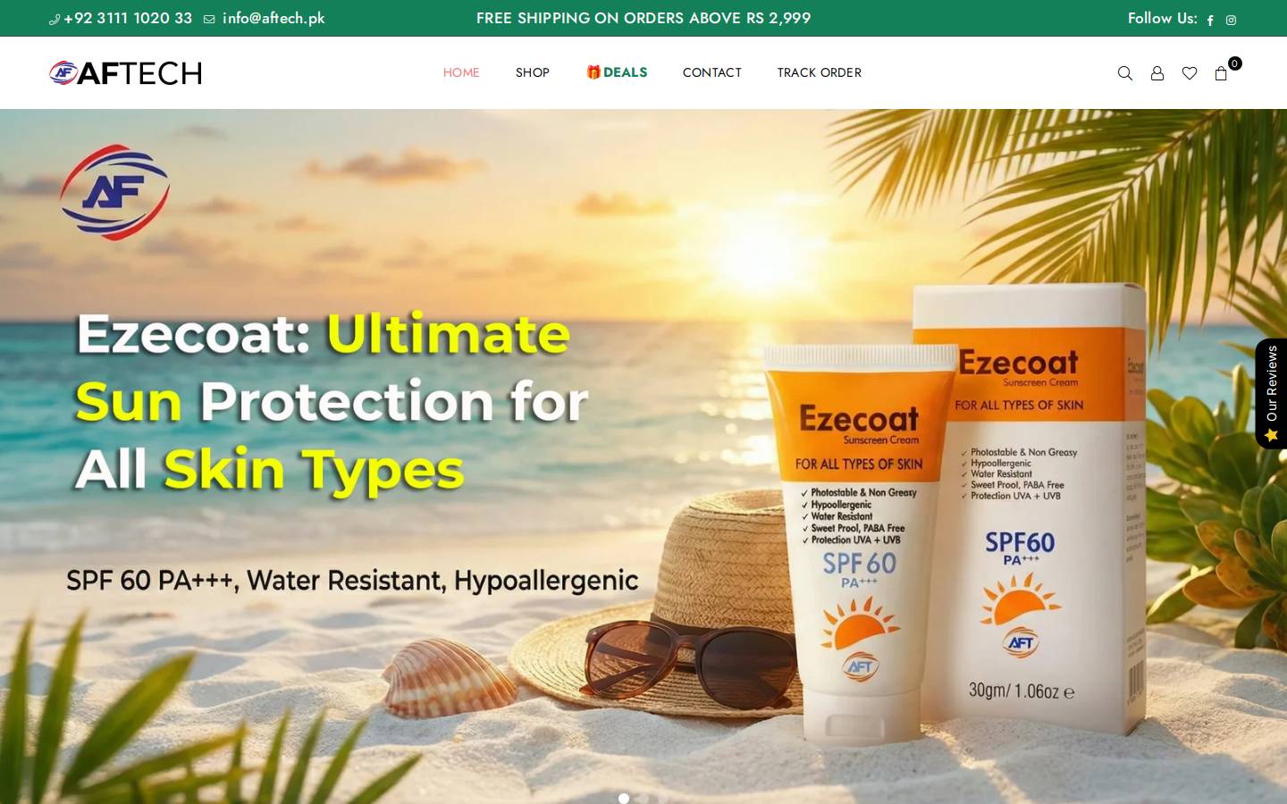 aftechskincare.com homepage screenshot