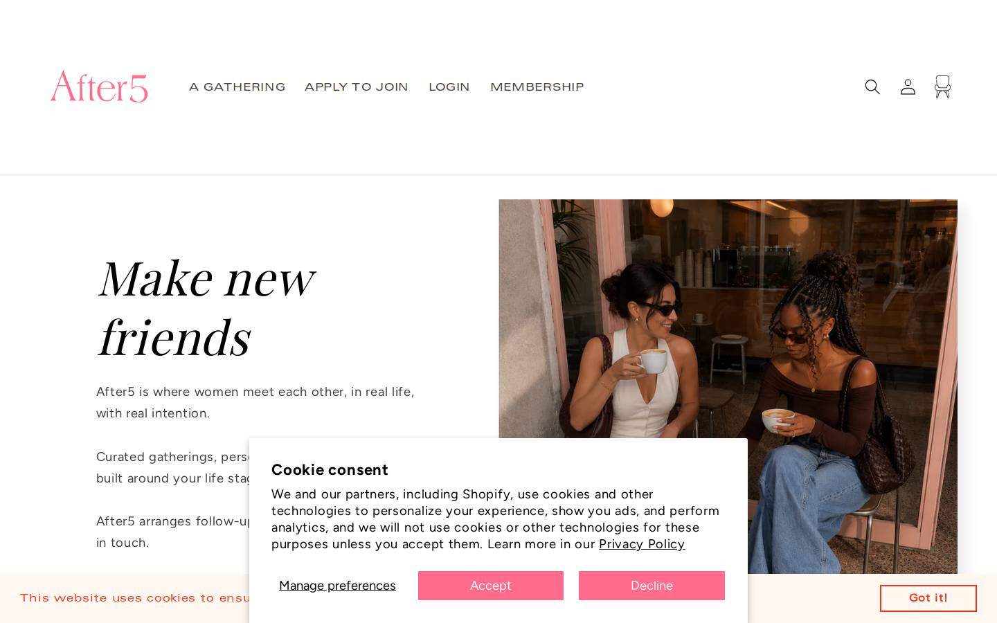 After 5 homepage screenshot