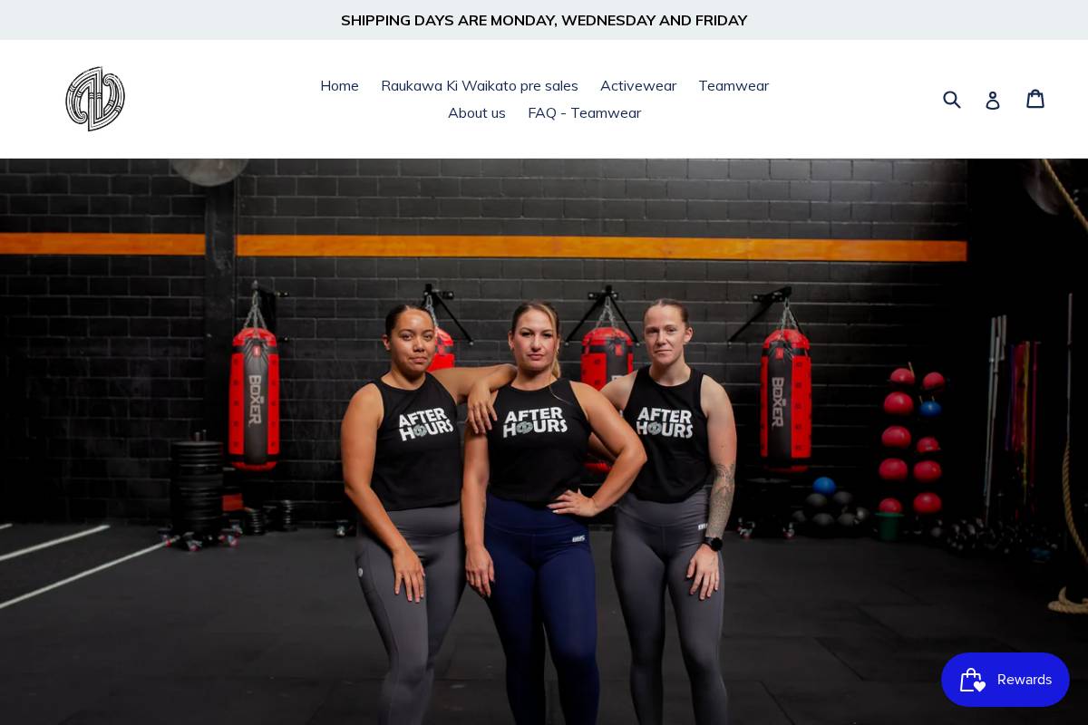 afterhourssportswear.com homepage screenshot