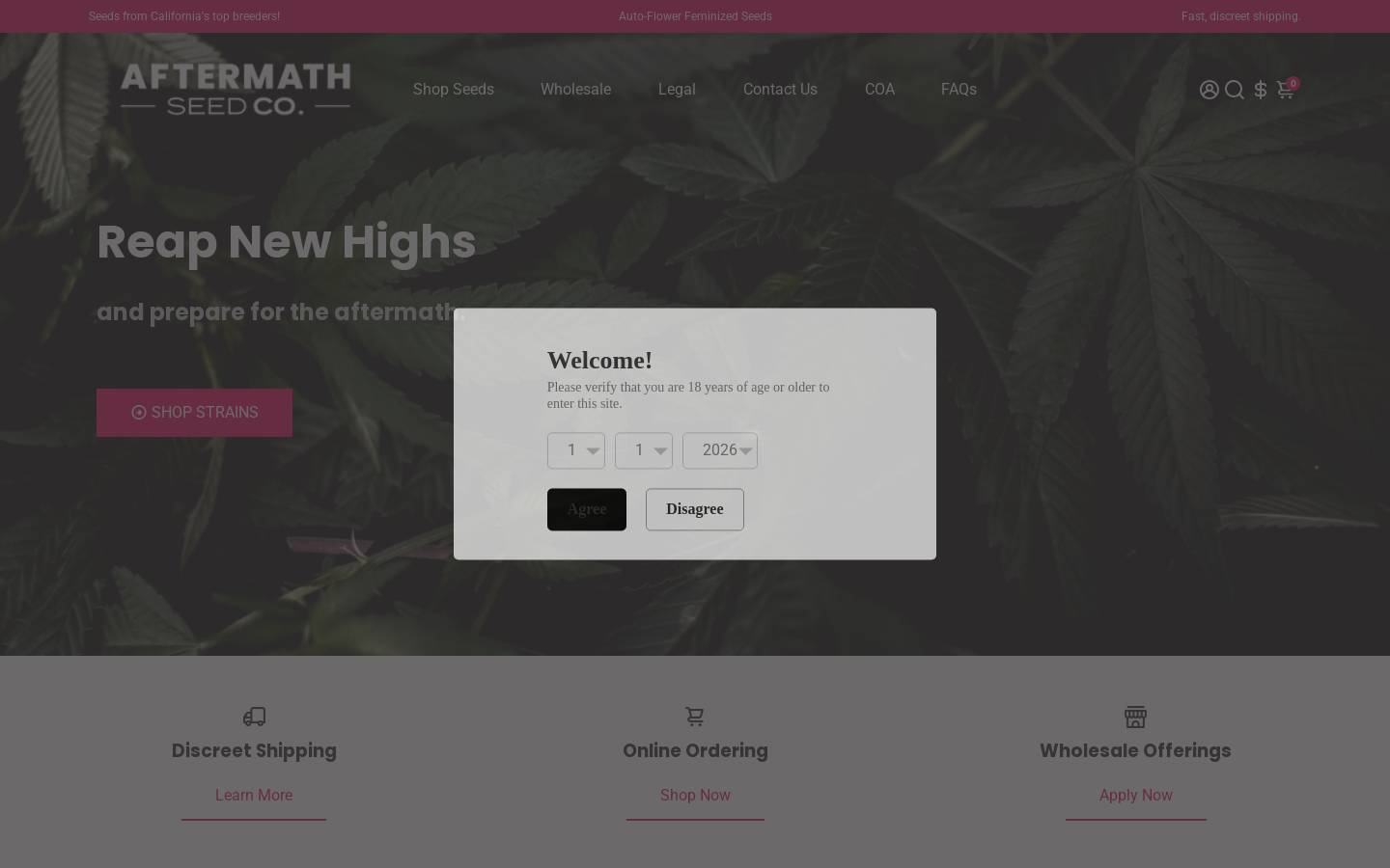 aftermathseeds.com homepage screenshot