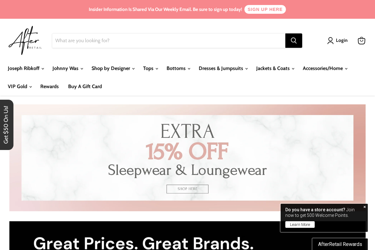 AfterRetail homepage screenshot