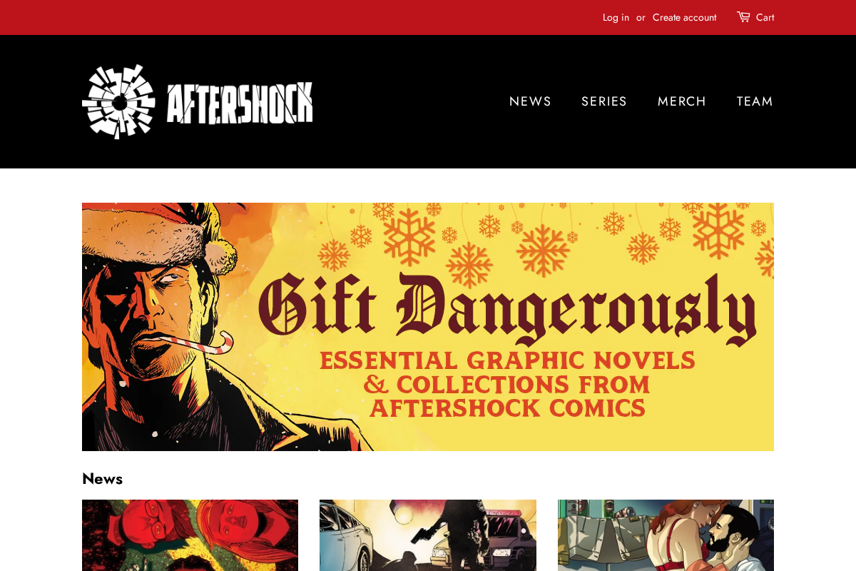 AfterShockComics homepage screenshot