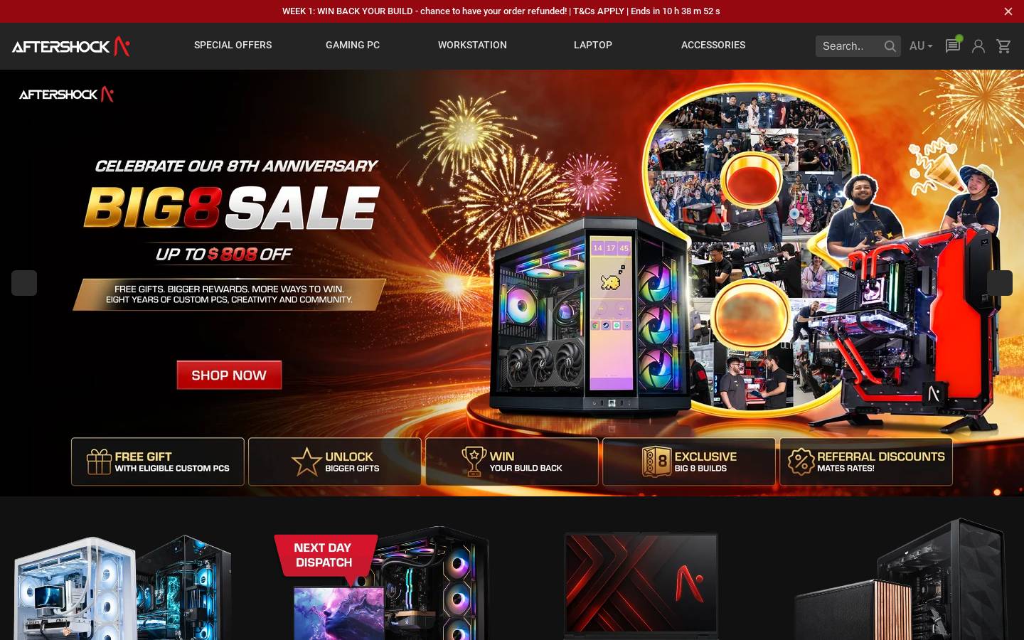 AFTERSHOCK PC homepage screenshot