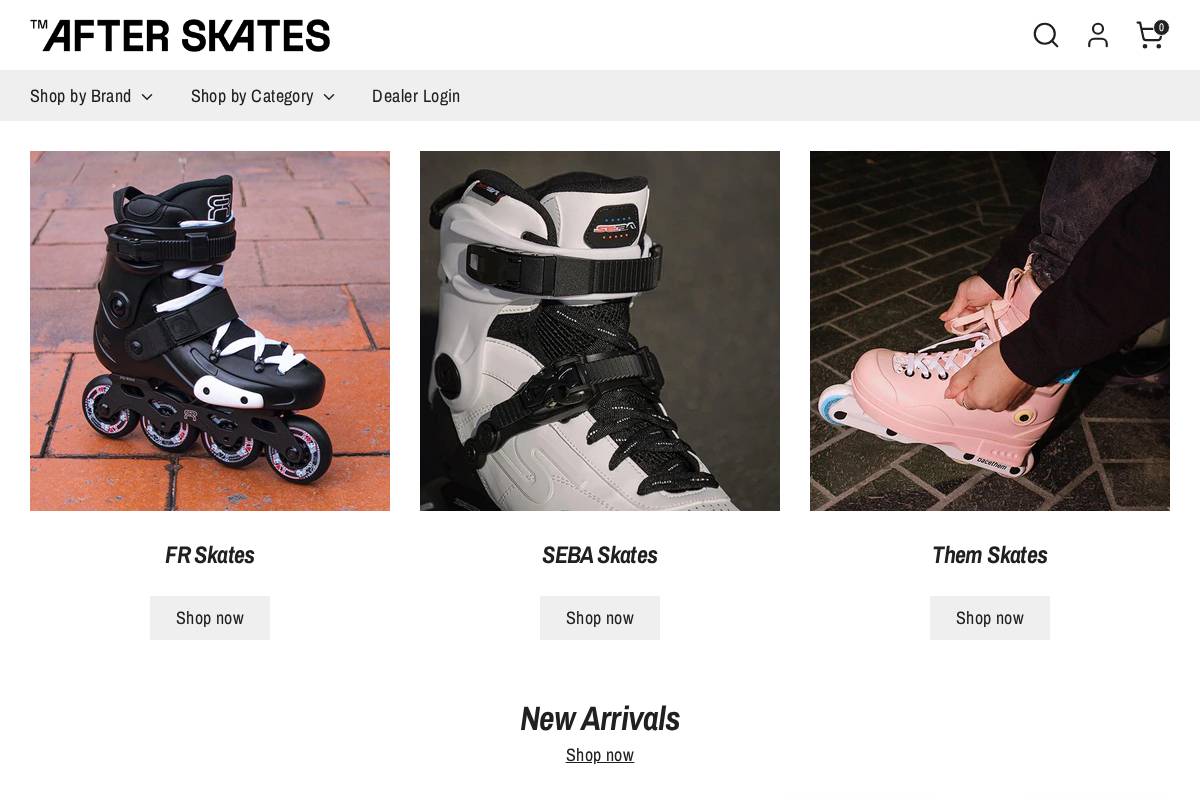 afterskates.com homepage screenshot