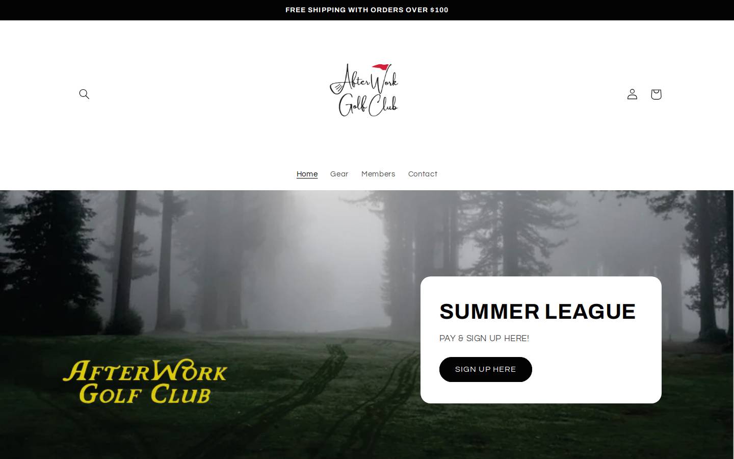 afterworkgolfclub.com homepage screenshot