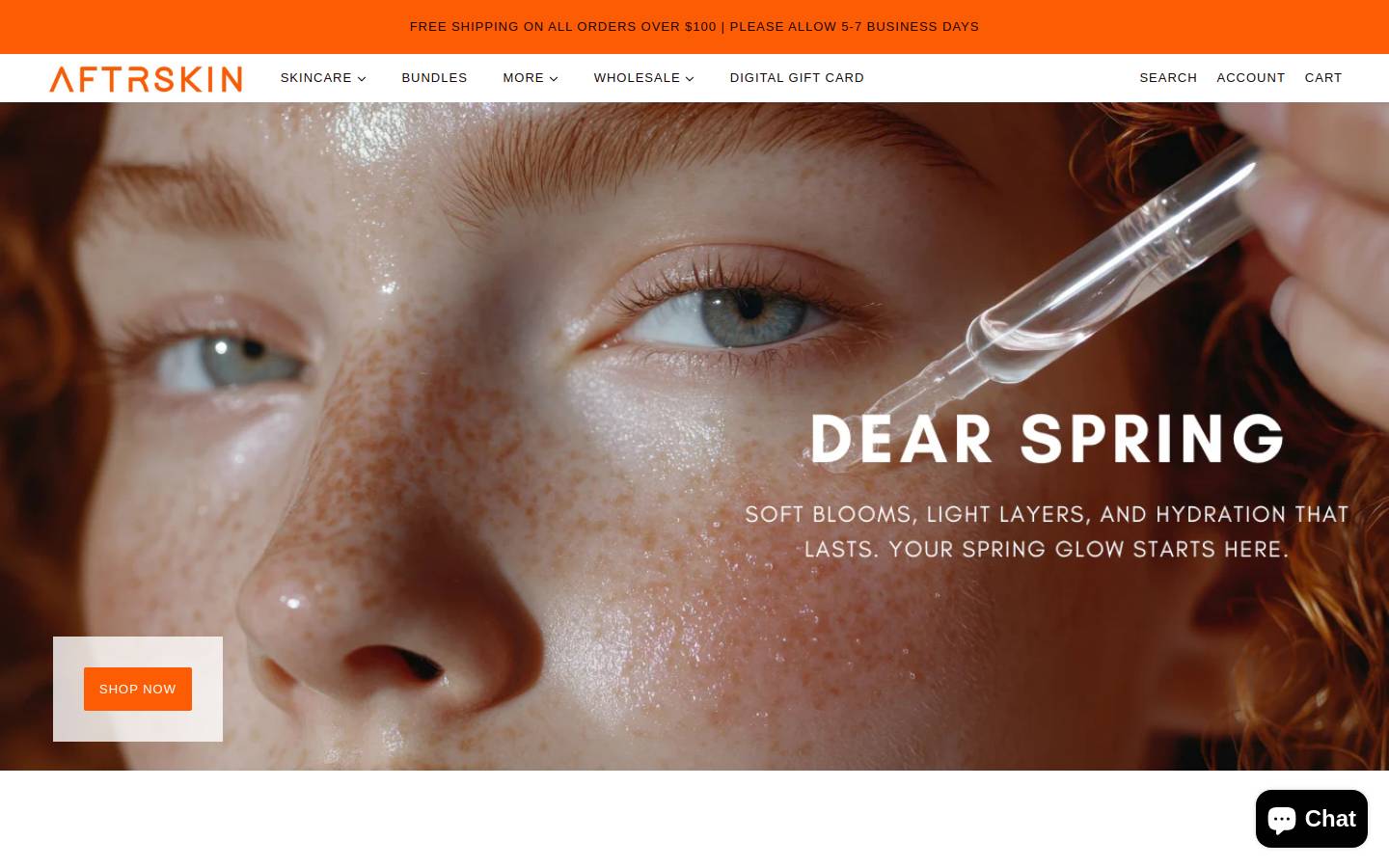 aftrskin.com homepage screenshot