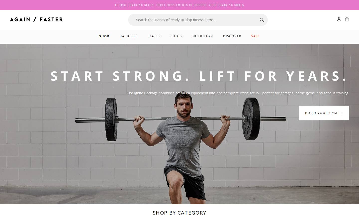 Again Faster Equipment homepage screenshot