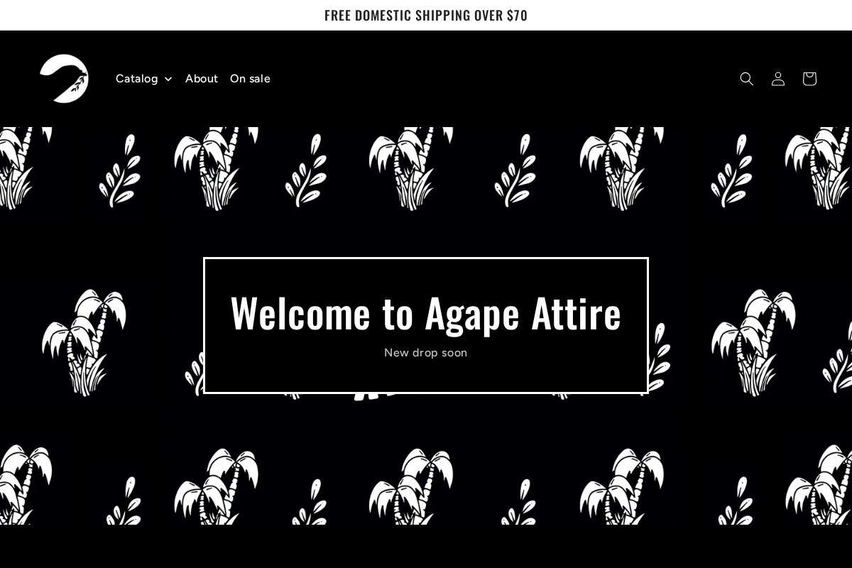 agapeattire.com homepage screenshot