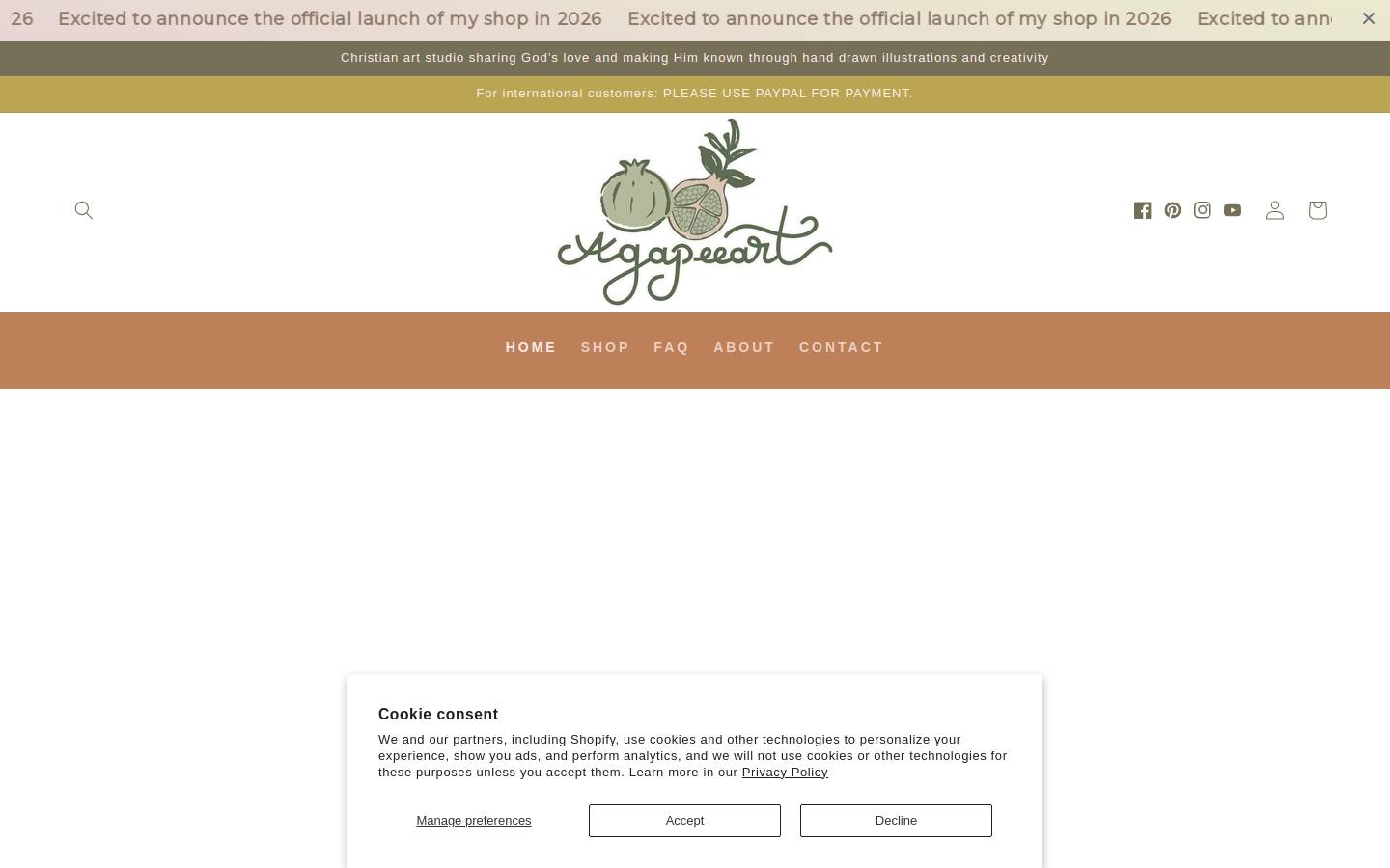 agapeeart.com homepage screenshot