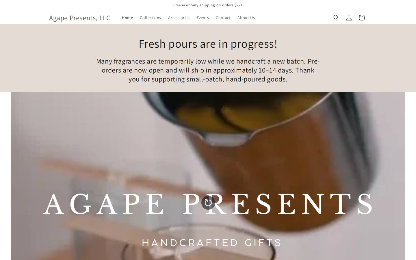agapepresents.com homepage screenshot