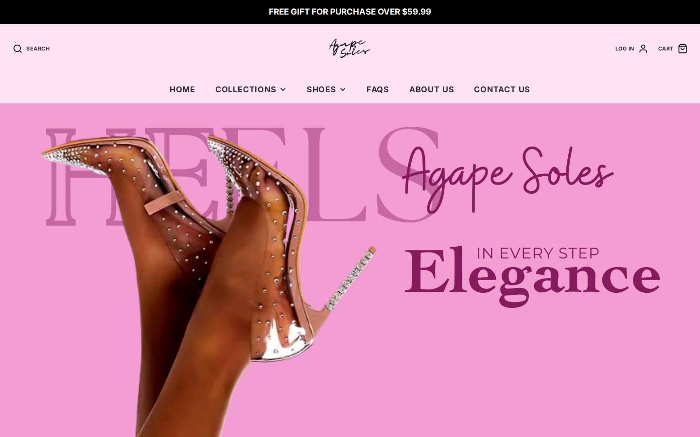 agapesolesshoetique.com homepage screenshot