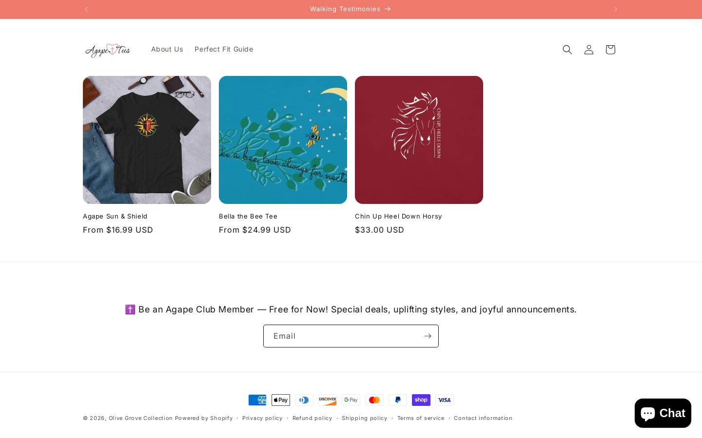 agapetees.com homepage screenshot