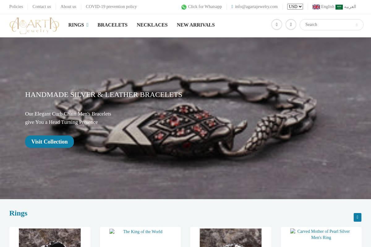 agartajewelry.com homepage screenshot