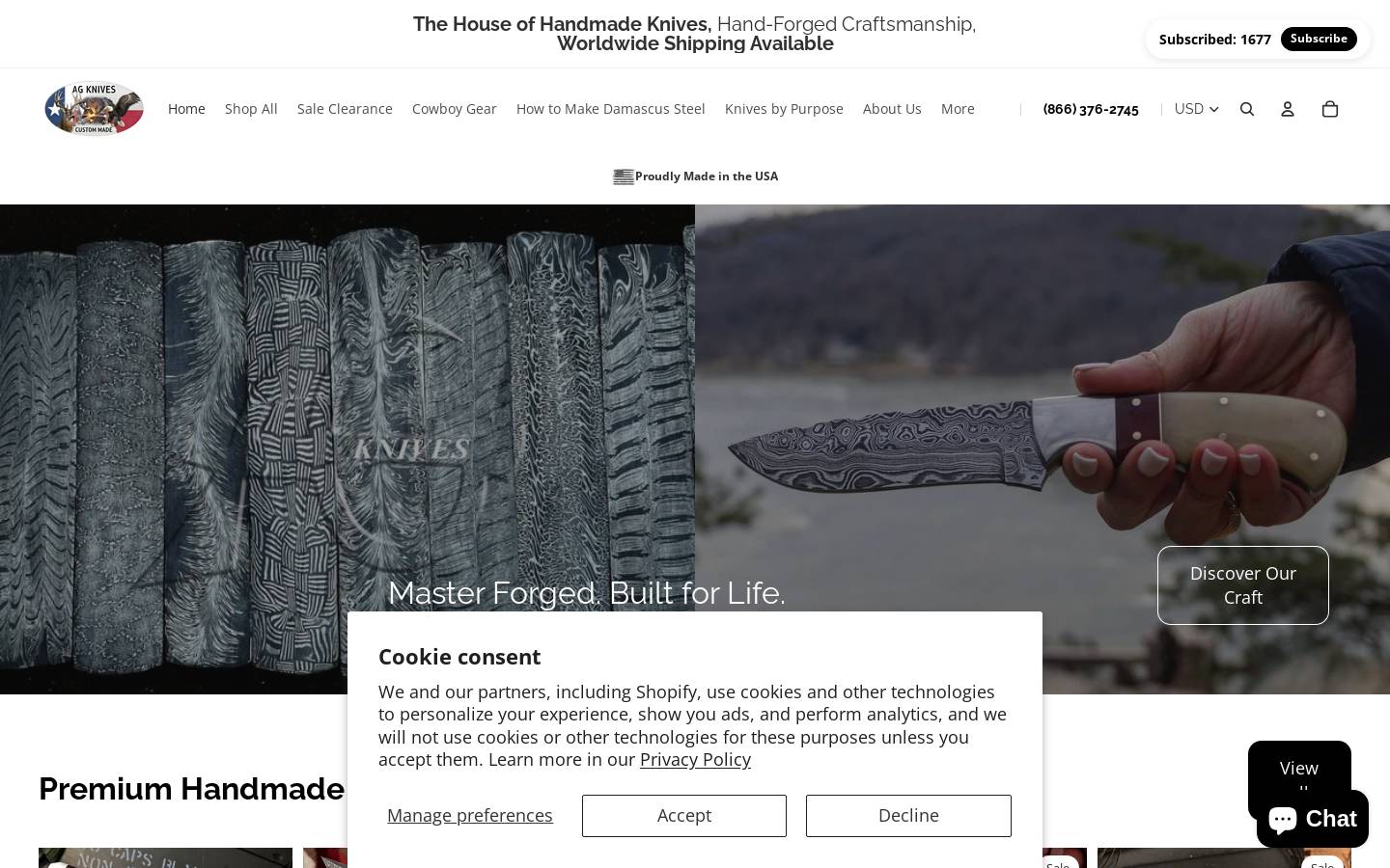 agcutlery.com homepage screenshot