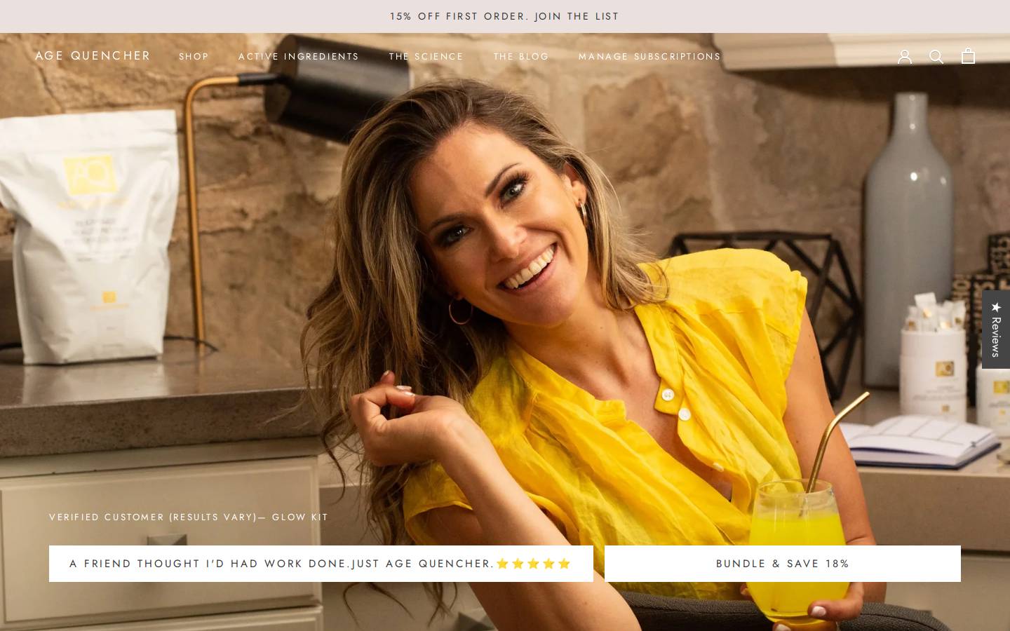 age-quencher.com homepage screenshot