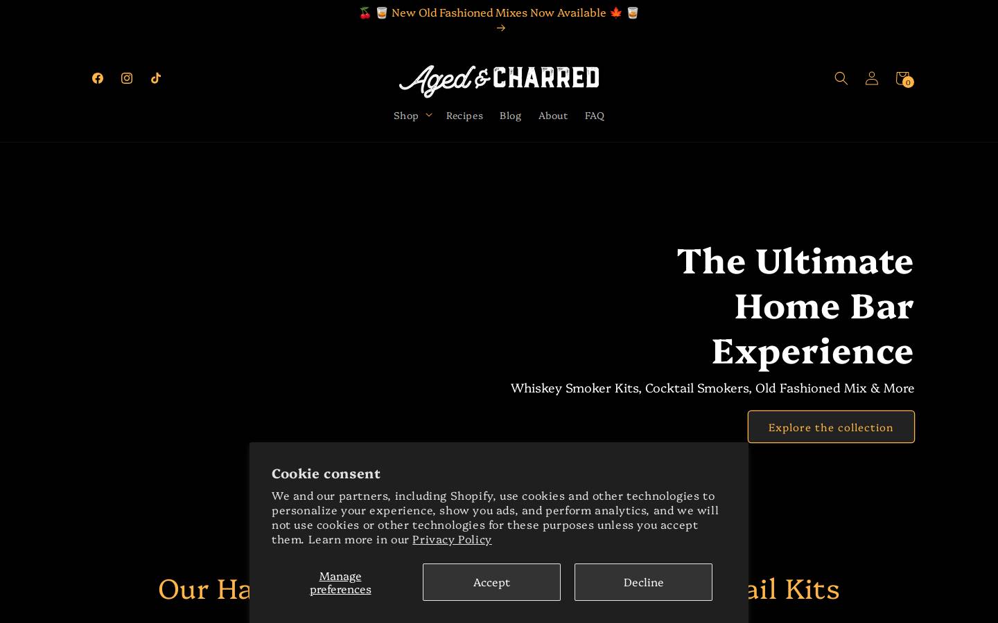 agedandcharred.com homepage screenshot