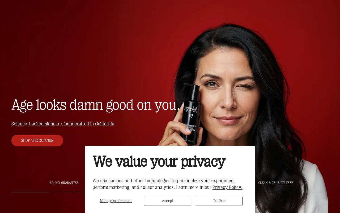 agedefylabs.com homepage screenshot
