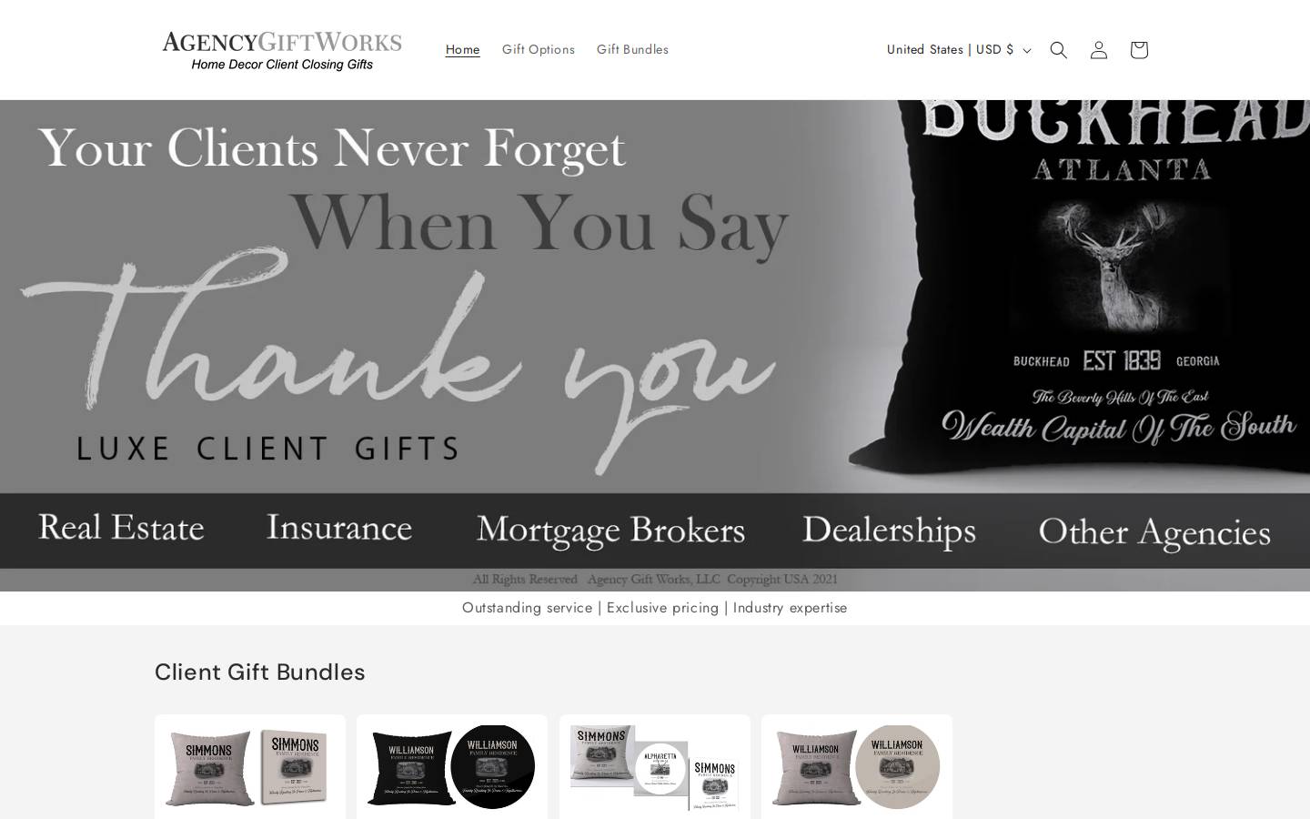 agencygiftworks.com homepage screenshot
