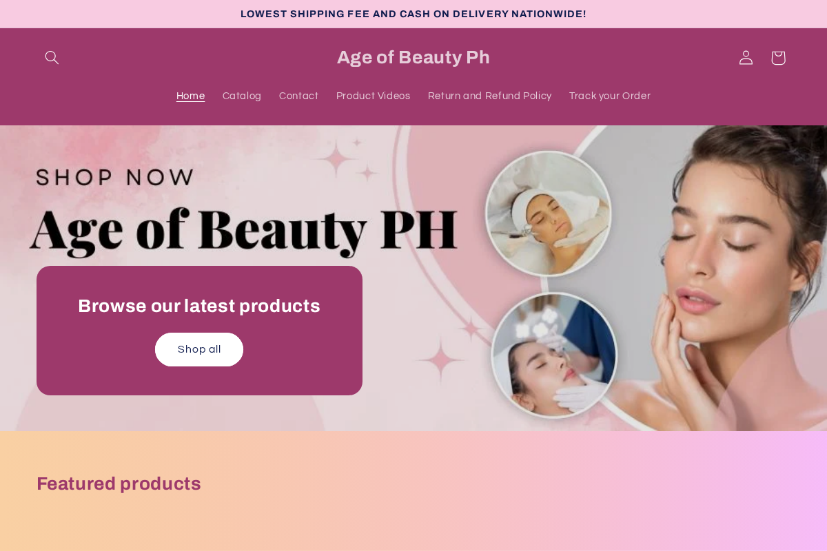 Age of Beauty Ph homepage screenshot