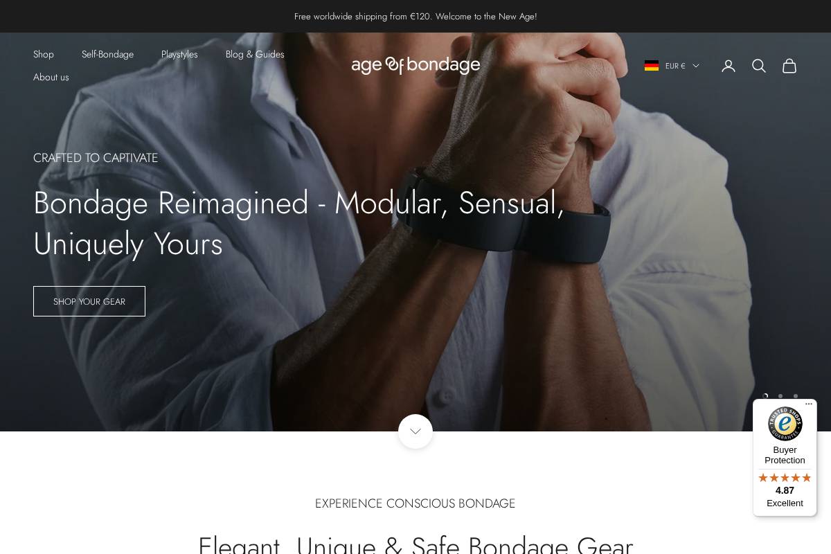 ageofbondage.com homepage screenshot