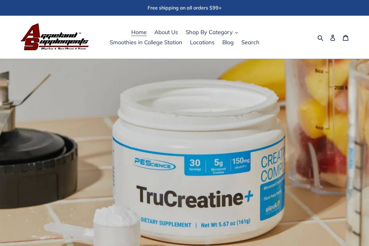 aggielandsupplements.com homepage screenshot