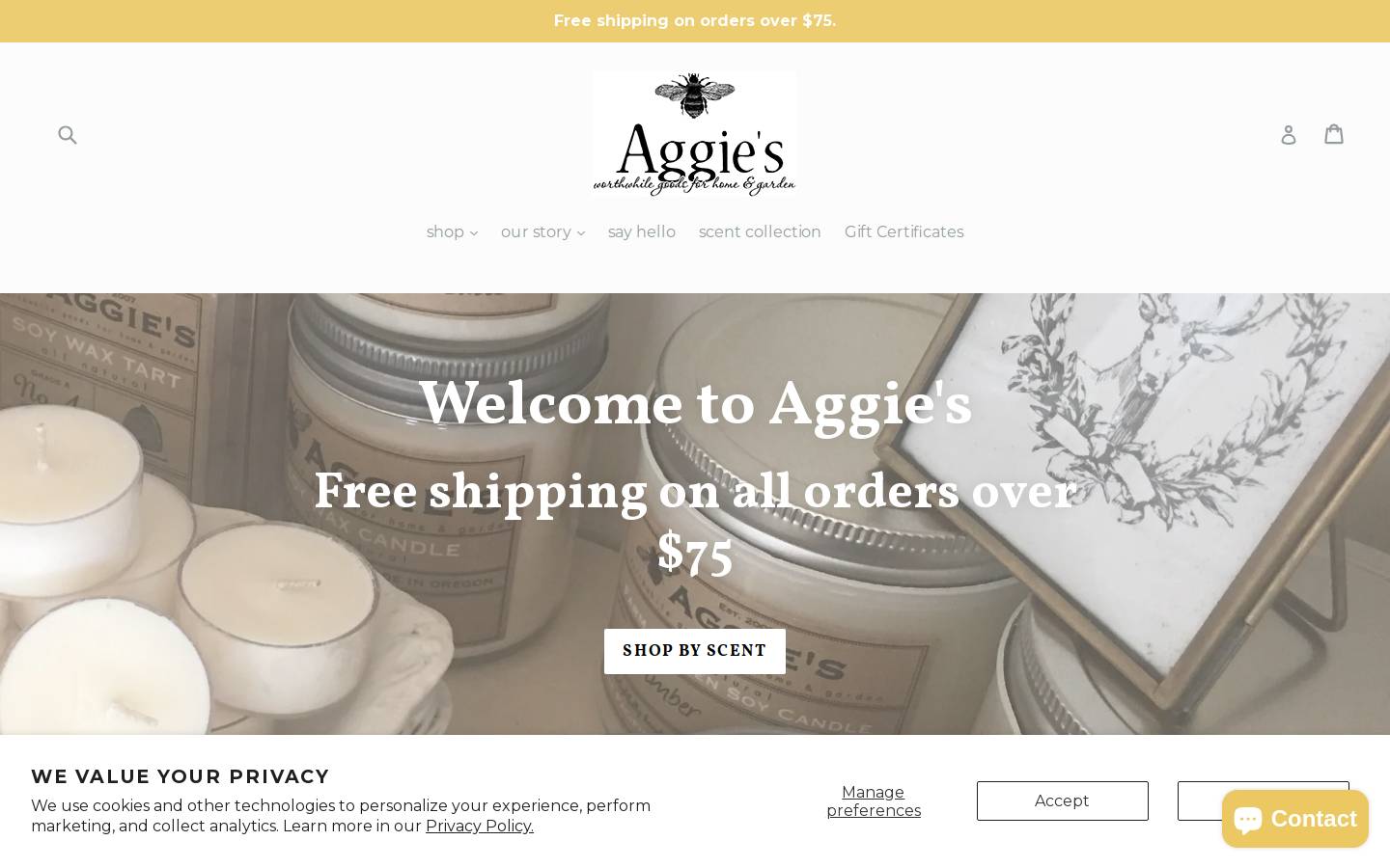aggiescandles.com homepage screenshot