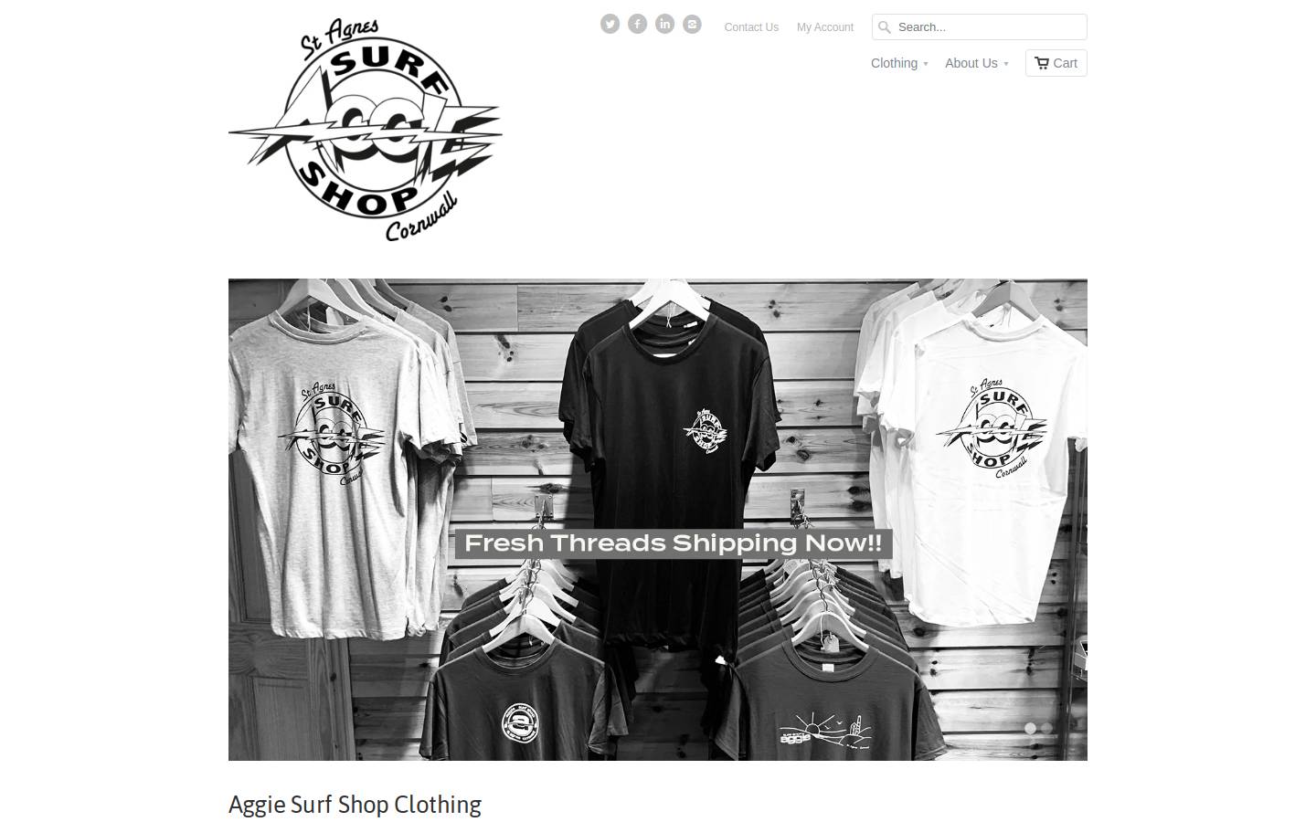 Aggiesurfshop homepage screenshot