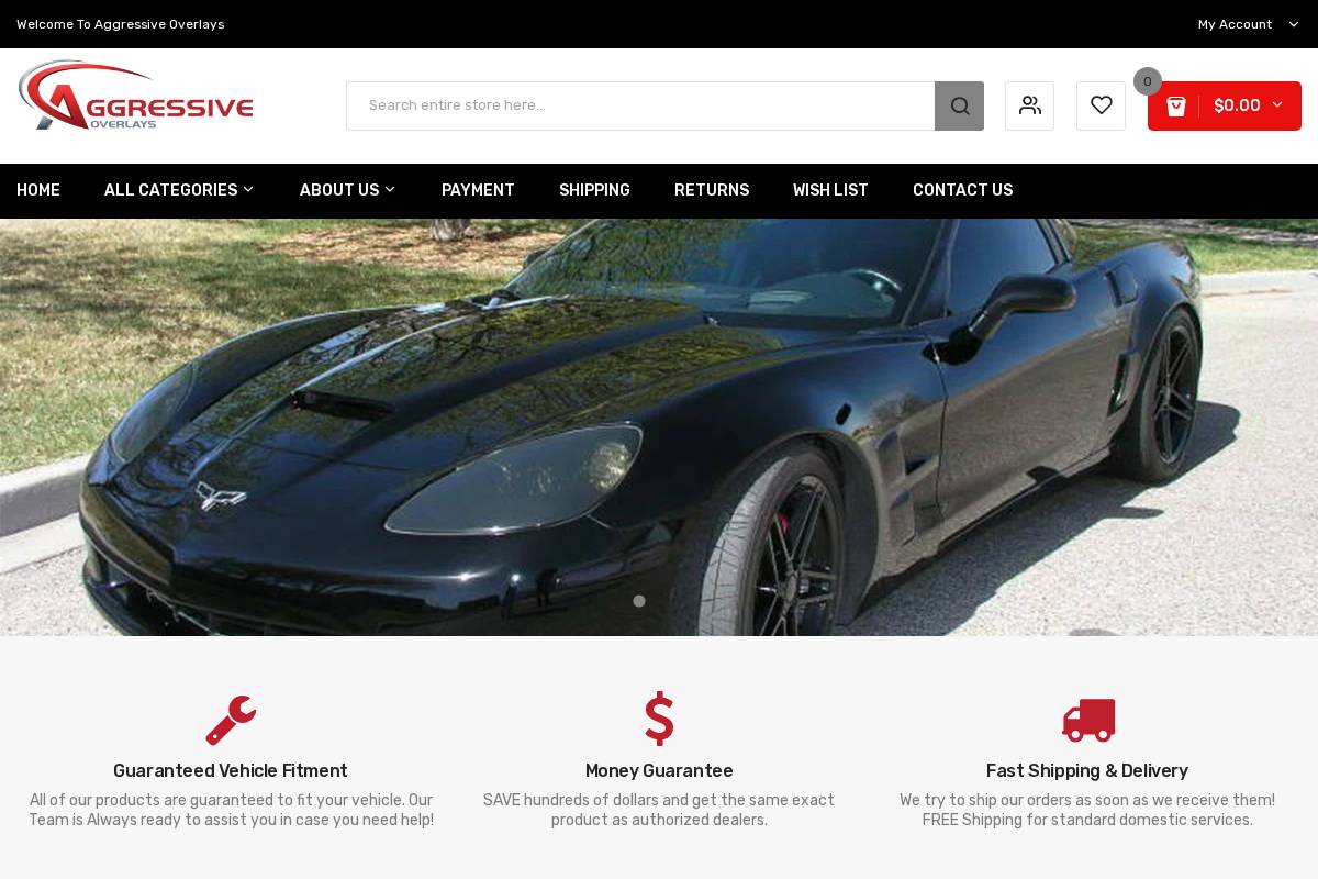 aggressiveoverlays.com homepage screenshot