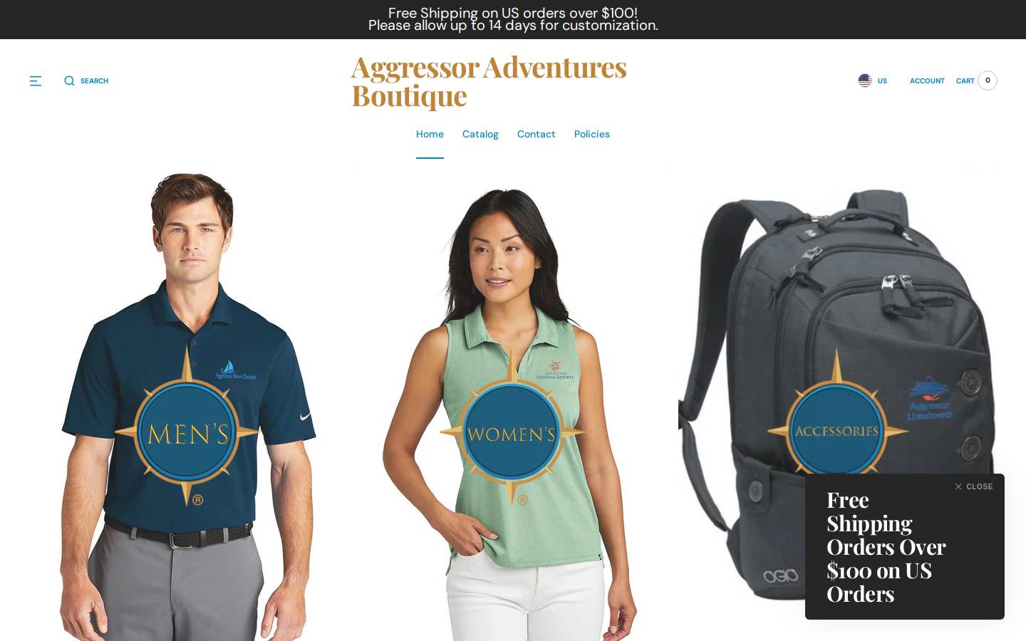 aggressorboutique.com homepage screenshot