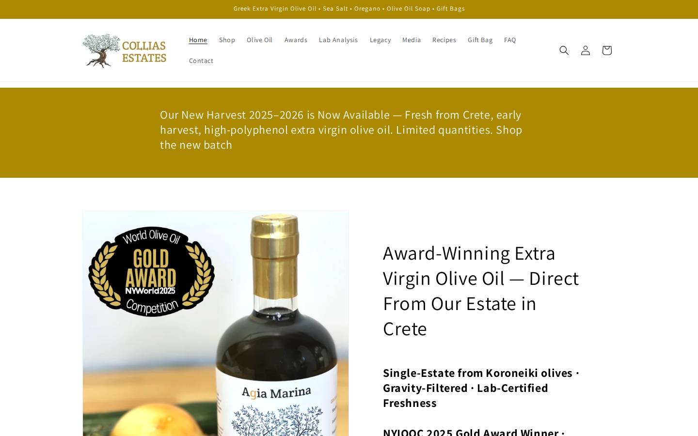 agiamarinaoliveoil.com homepage screenshot