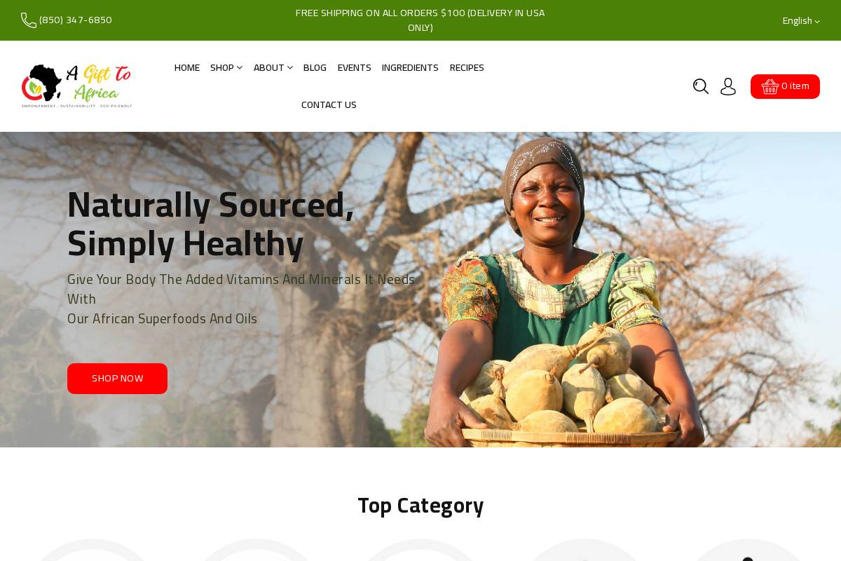 agift2africa.com homepage screenshot