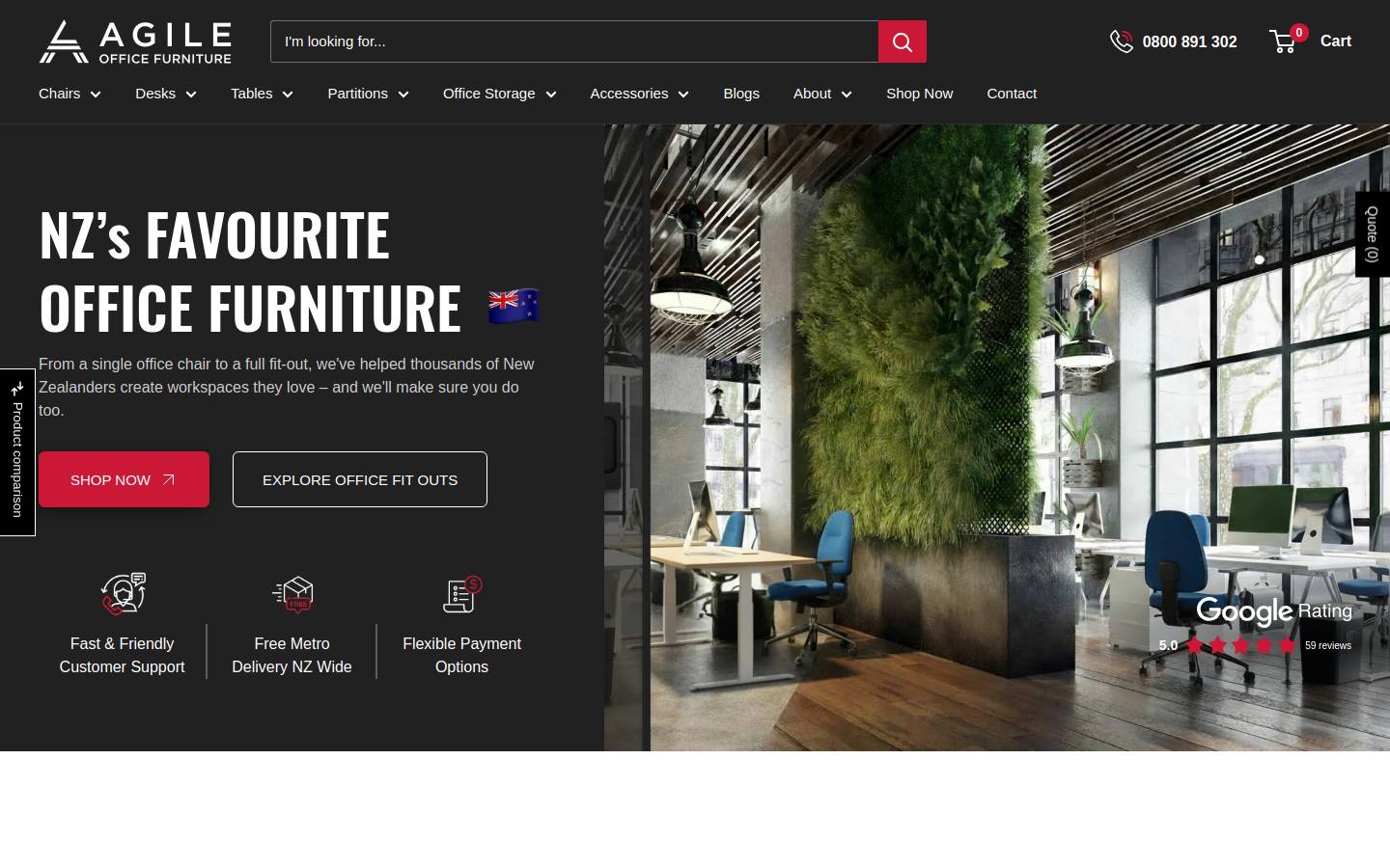 Agile Office Furniture homepage screenshot